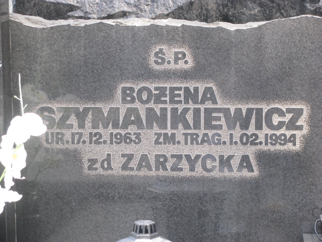 Bożena Szymankiewicz z d. Zarzyc 1963 Sulejówek - Grobonet - Wyszukiwarka osób pochowanych